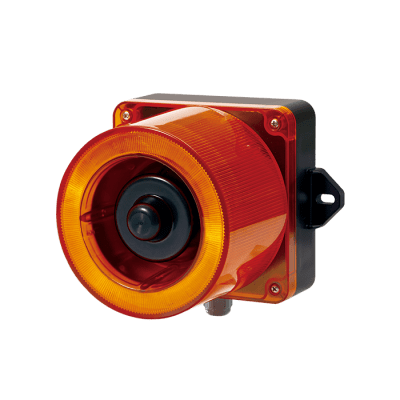 Combinacion de baliza LED color Ámbar y sirena electrónica de 31 tonos resistente a la intemperie de volumen máx. 123 dB a 110-240 VCA | QWCD50-110240-A-LC
