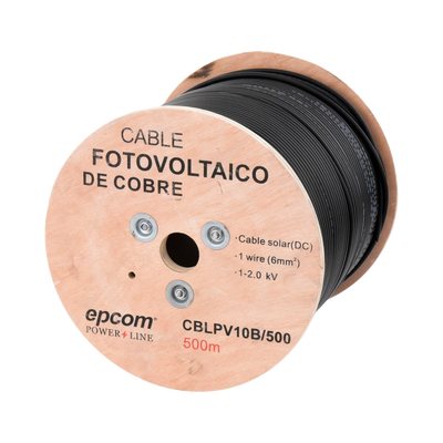 Carrete de 500 Metros / Cable Fotovoltaico Negro / 6mm² (10AWG) / Material COBRE /  2000 Vcc | CBL-PV-10B/500