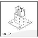 Base Cuadrada con 4 perforaciones para Perfil Doble. | ANC-HN02