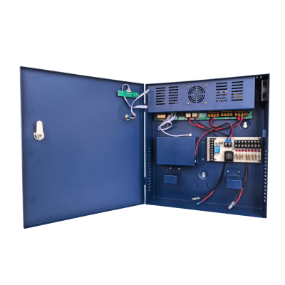 Fuente de poder profesional PoE (Power over Ethernet) de 8 puertos con capacidad total de 360W, diseñada específicamente para sistemas de videovigilancia CCTV y control de acceso. | EP-360W-POE8P-B
