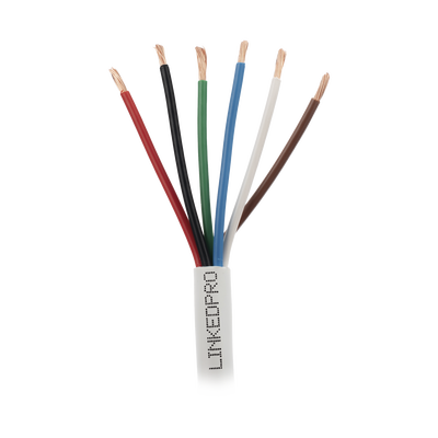 Bobina de Cable 305 Metros (1000 Pies): 6 x 18 AWG, Color Blanco, CMR, Para Sistemas de Seguridad y Alarmas | LP618W/1000