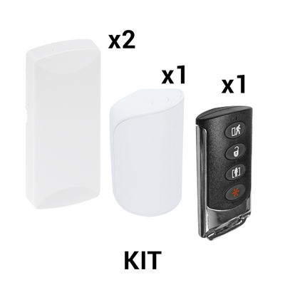 KIT Básico Sensores Inalámbricos - Incluye 2 Contactos Magnéticos, 1 PIR y 1 Llavero - Compatibles con Paneles DSC 433 MHz | KIT-RF-SFIRE-DSC-2