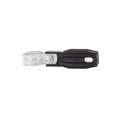 Aislador de paso o esquina con abrazadera incluida de 33-38mm para uso en tubería de malla ciclónica. | SFABRAZADERA