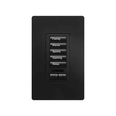 (RadioRA2) Teclado seetouch 5 botones, 2 botones subir/bajar, programe escenas diferentes en cada botón. | RRDW5BRLMN