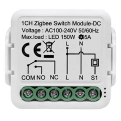 ZigBee Modulo switch relevador salida de Contacto Seco /  100-240V / 5A / 150W LED | TYSH1CH