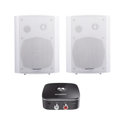 Kit  Altavoces + Modulo Receptor BT | Montaje en Pared | 2x20W RMS | Material ABS y Reja Metálica | Bracket de Metal | Color Blanco | SF775AW/BT