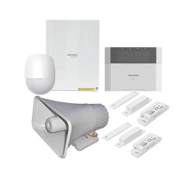 KIT Panel de Alarma  AX HYBRID PRO / 1 Panel Híbrido / 1 Teclado LCD / 1 PIR / 2 Contactos Magnéticos / 1 Sirena de 30 Watts | DS-PHA64-LP/PACK(30W)