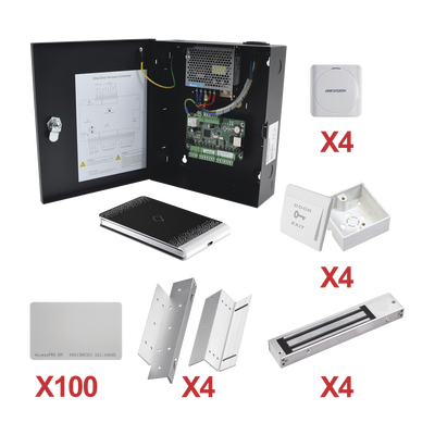 Kit de Control de Acceso con TARJETA para 4 Puertas  / TODO INCLUIDO / Software IVMS4200 incluido | KIT-TARJETA-04