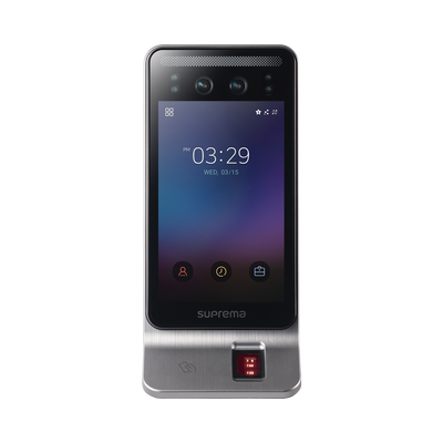 Lector Multi-tecnologia con detector de cubrebocas- Reconocimiento Facial, Huella, Tarjeta Móvil y lector de RFID(125kHz EM & 13.56 Mhz MIFARE)  Compatible con BioStar2,  Uso para Control de Acceso y Asistencia | FSF2ODB