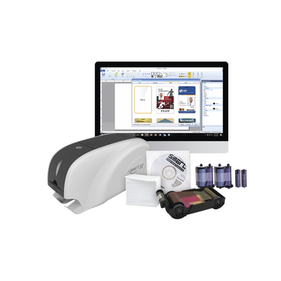 Kit Impresora tarjetas PVC /Doble Cara /incluye: 2 x Ribbon, 100 Tarjetas PVC, Software, Kit Limpieza | SMART31DK