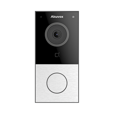 DOORBELL / WIFI / 100% en la Nube / POE / Bluetooth / NFC / Lector de Tarjetas MIFARE / Notificación en APP /  Llamada Telefónica / SIP / ONVIF / IP65 / Cámara 2 MP / Botón con Iluminación / Control de 1 Puerta | E12W