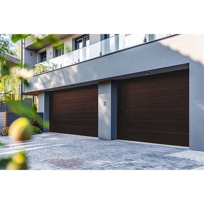 Puerta de Garage D / Alta calidad / 16x9 pies / 1 3/4" Aislante Termico / Estilo Americana / Imitacion Madera / BLACK WALNUT . | GARAGE-169B