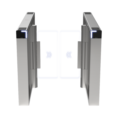 Torniquete Swing PREMIUM / Iluminación LED / 12,000,000 Ciclos MCBF / Incluye Lectores de Tarjeta y Panel de Acceso / 14 Pares de IR / Carril de 90 cms / Compatible con Reconocimiento Facial / Incluye Izquierdo y Derecho | DS-K3B530X-LR/MPG-DP90