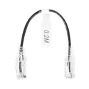 Cable de Parcheo Slim UTP Cat6 - 20 cm (7.87 Pulgadas) Negro Diámetro Reducido (28 AWG) | LP-UT6-020-BK28