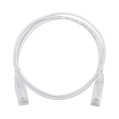 Cable de Parcheo Slim UTP Cat6 - 1 Metro (3.28 Pies), Blanco, Diámetro Reducido (28 AWG) | LP-UT6-100-WH28