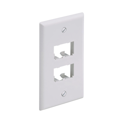 Placa de Pared Vertical Clásica, Salida Para 4 Puertos Mini-Com, Color Blanco | CFP4WH