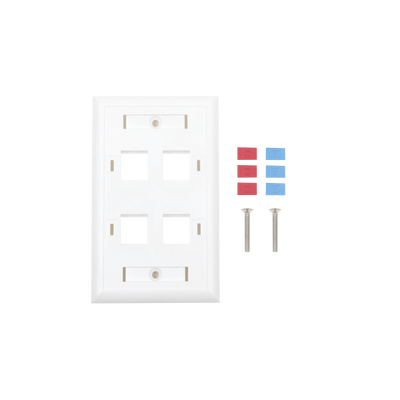Placa de Pared de 4 Puertos, Keystone, con Espacio para Etiqueta, Color Blanco | LP-FP-24