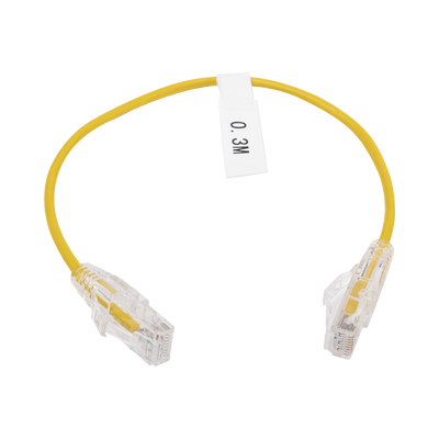 Cable de Parcheo Slim UTP Cat6 - 30 cm (11.81 Pulgadas) Amarillo Diámetro Reducido (28 AWG) | LP-UT6-030-YE28