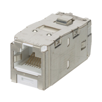 Conector Jack RJ45 Blindado, Estilo TG, Mini-Com, Categoría 6A, de 8 Posiciones y 8 Cables, Color Blanco | CJS6X88TGWHY
