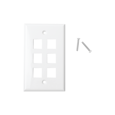 Placa de Pared de 6 Puertos, Keystone, Color Blanco | LP-FP-20