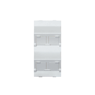 (S80CMD64/9) Placa Voz y Datos Inclinada con Guardapolvo y Adaptador Cuádruple para RJ45 Keystone | SM-FP-4-KEYA