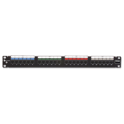 Patch Panel UTP HD6 de 24 Puertos, Precargado con Jacks Categoría 6, Plano, 1UR | HD6-24