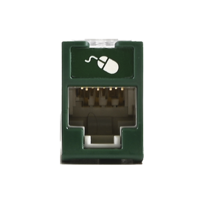 Jack Ultramax Cat6A, UTP, Montaje Híbrido en Placa de Pared (Plano y Angulado), Color Verde, Punch Down | U6A-H07NS