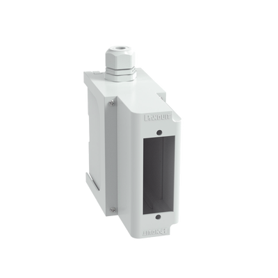 Panel de Parcheo Modular para Fibra Óptica, de Instalación en Riel DIN Estándar de 35 mm (1.38 pulgadas), Acepta Una Placa Acopladora FAP, De Profundidad Extendida, Color Gris | FDPPEIG