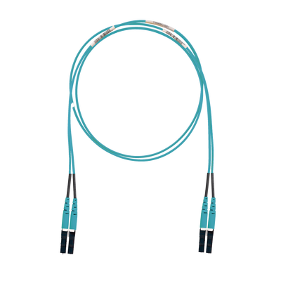 Jumper de Fibra Optica Multimodo 50/125 OM3, LC-LC Duplex, LSZH (Cero Halógenos), Color Aqua, 1 Metro (3.28 Pies) | FX2ELLNLNSNM001