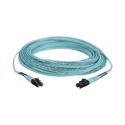 Jumper de Fibra Optica Multimodo 50/125 OM3, LC-LC Duplex, OFNR (Riser), Color Aqua, 15 Metros (49.21 Pies) | FX2ERLNLNSNM015