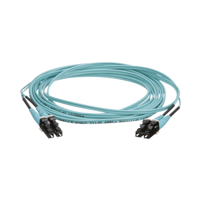 Jumper de Fibra Óptica Multimodo 50/125 OM4, LC-LC Duplex, OFNR (Riser), Color Aqua, 4 Metros (13.12 Pies) | FZ2ERLNLNSNM004