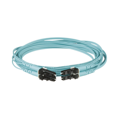 Jumper de Fibra Optica Multimodo 50/125 OM3, LC-LC Duplex, OFNR (Riser), Color Aqua, 9 Metros (29.53 Pies) | FX2ERLNLNSNM009