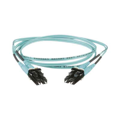 Jumper de Fibra Optica Multimodo 50/125 OM3, LC-LC Duplex, OFNR (Riser), Color Aqua, 0.50 Metros (1.64 Pies) | FX2ERLNLNSNM0.5