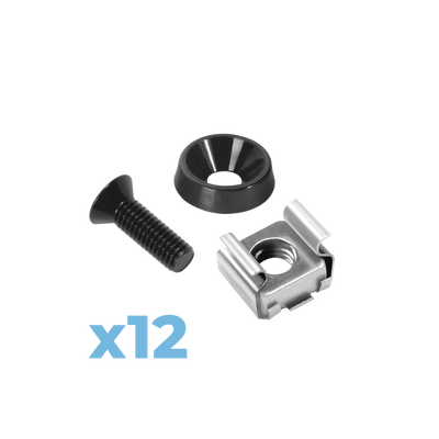 Juego de 12 Tornillos con 12 Arandelas y 12 Tuercas Enjauladas para Rack Linkedpro | LP-TAT-12