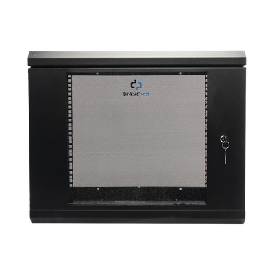Gabinete de Pared de 9U con Puerta de Cristal Templado, 455 mm de Profundidad, Rack de 19'', Acero Reforzado Color Negro. | SR1909LH3G