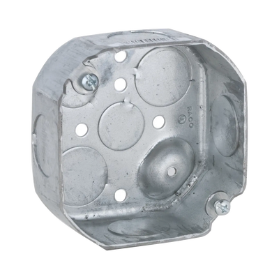 Caja Octagonal de 4" / Profundidad 1 1/2" / 4 Entradas de 3/4" y 4 Entradas de 1/2" / Troquelada. | HUB-127