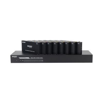 Splitter mas Extensor de Video | 1x8 | ProAV | HDBaseT™ | 120m en 4K@60Hz | 150m en 1080p@60Hz | Cat6/6a/7 | Gestión Avanzada EDID | Control IR y RS232 | PoC | Salida de Audio | EPP-SPB18H150