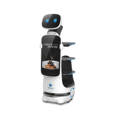 Robot de Servicio Dinerbot T10 / Entregas y Publicidad Multimodal / Autonomía 8 Horas / Carga 40 kg (88 lbs) / Pantalla Táctil 11.6" / Evasión Obstáculos 300° / Velocidad 1 m/s (3.28 ft/s) | T10LS