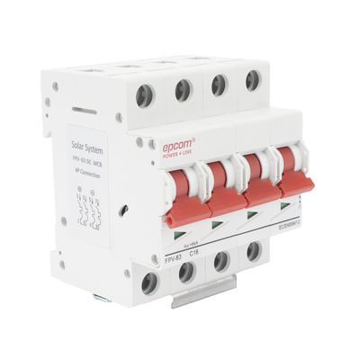 Protección Térmica 4P, 16A,  Corriente Directa  1000 Vcc para Aplicación Fotovoltaica Montaje Riel DIN | FPV634PC16