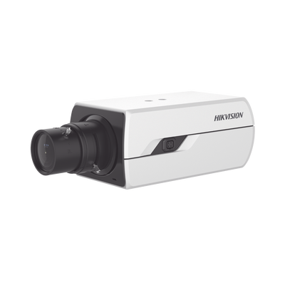Camara Box IP 4 Megapixel / Serie PRO / DARKFIGHTER / PoE / 12 Vcc o 24 VCA / WDR 120 dB / ONVIF / RS-485 / BLC /  Entrada y Salida de Audio y Alarmas (No Incluye Lente) / Micro SD | DS-2CD3843G0-AP
