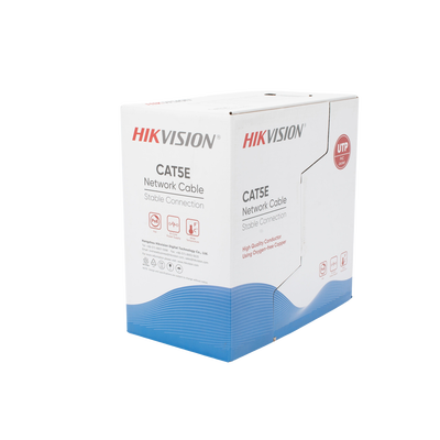 Bobina de Cable UTP 305 Metros (1000 Pies) / Cat5E (24 AWG) / Color Azul / PVC (CM) / Uso en Interior / 100% Cobre / Aplicaciones de CCTV y Redes de Datos | DS-1LN5E-SB