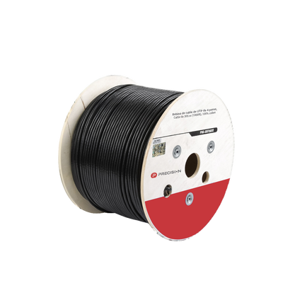 Bobina de Cable de UTP de 4 Pares Cat5e de 305 Metros (1000 Pies), 100% Cobre, LDPE Resistente a Rayos UV Relleno de Gel, Color Negro, 24 AWG, Uso en Exterior, Para Aplicaciones de Voz, Datos y Video | PSC-CAT5EXT-GEL