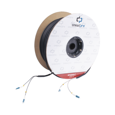 Carrete de Fibra Óptica Monomodo con Conectores LC-LC Duplex, Reforzada con Kevlar, de 200 Metros (656.17 Pies), Para Instalaciones Subterráneas por Tubería | EF-200-LC