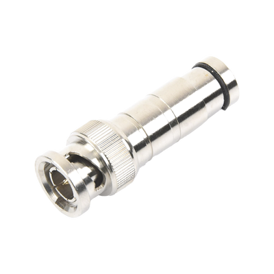 Conector BNC Macho en 75 Ohm, de Compresión Axial para Cable Coaxial RG-59/U, Níquel/ Oro/ Politetrafluoroetileno. | TT-RG-16