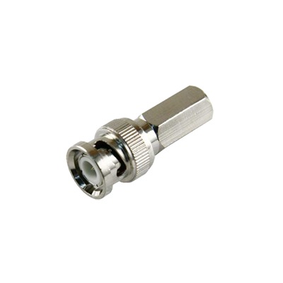 Conector BNC Macho de Ensamble Roscable (Hex.) en Sentido de las Manecillas de Reloj para Cable Coaxial RG-59/U, Níquel/ Oro/ Delrin. | TT-RG-92