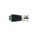 Adaptador de conector BNC macho a 2 terminales-tornillo para cables AWG-26-14, en aplicaciones Video Vigilancia, Níquel/ Oro/  PTFE y PVC. | TT-RG-17
