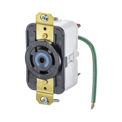 Receptáculo de Media Vuelta Industrial 30 A 120/208 V CA/ Nema L21-30R /Color Negro | HUB-HBL-2810-ST