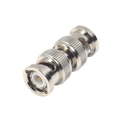 Adaptador tipo Barril para 75 Ohm, de Conector BNC Macho a BNC Macho, Niquel/ Oro/ Teflón. | RFB-1733