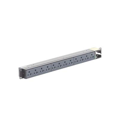 PDU Básico para Distribución de Energía, Enchufe de Entrada NEMA 5-15P, Con 12 Contactos NEMA 5-20R, Instalación Horizontal de 19in, 1UR, 15 Amp, 120 Vca | P12B01M