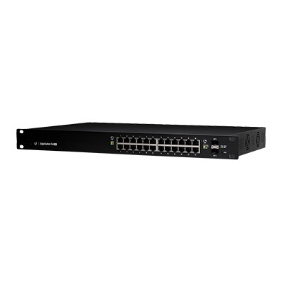 Switch EdgeMAX administrable de 24 puertos Gigabit con PoE+/PoE Pasivo 24V + 2 Puertos SFP, 250 W | ES-24-250W